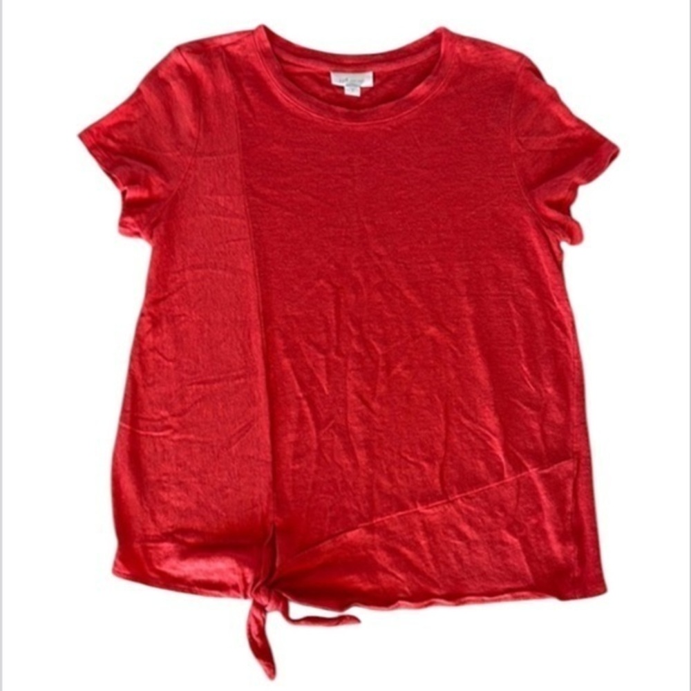 J. Jill Love Linen red short sleeve tee shirt